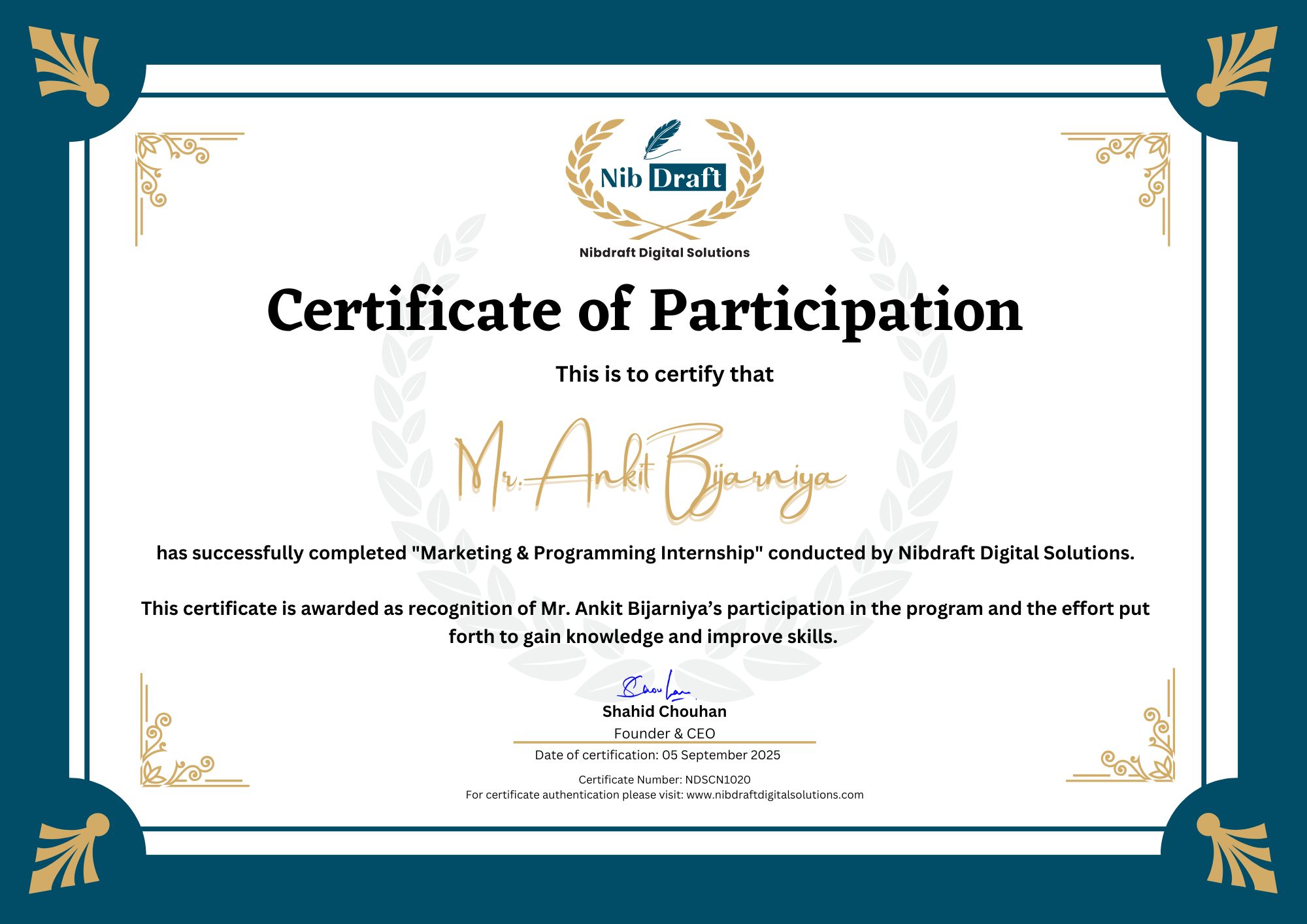 NDSCN1020: Mr. Ankit Bijarniya